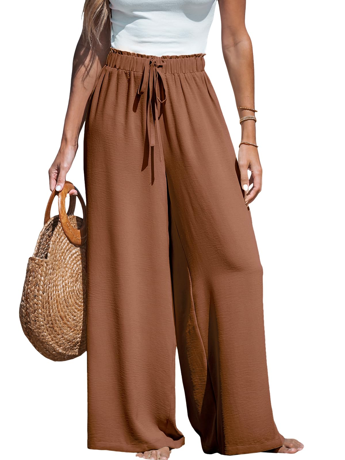 CUPSHE Women's Wide Leg Palazzo Pants Smocked High Waist