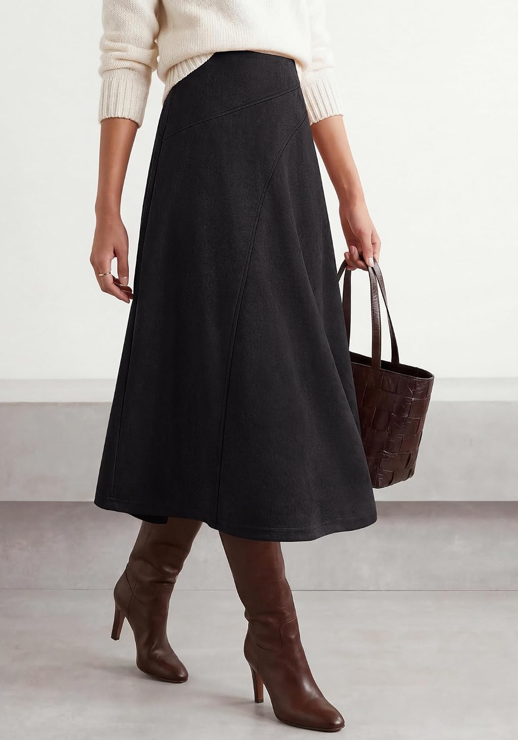 BTFBM Women Faux Suede Midi Long Skirt Fall Fashion 2026
