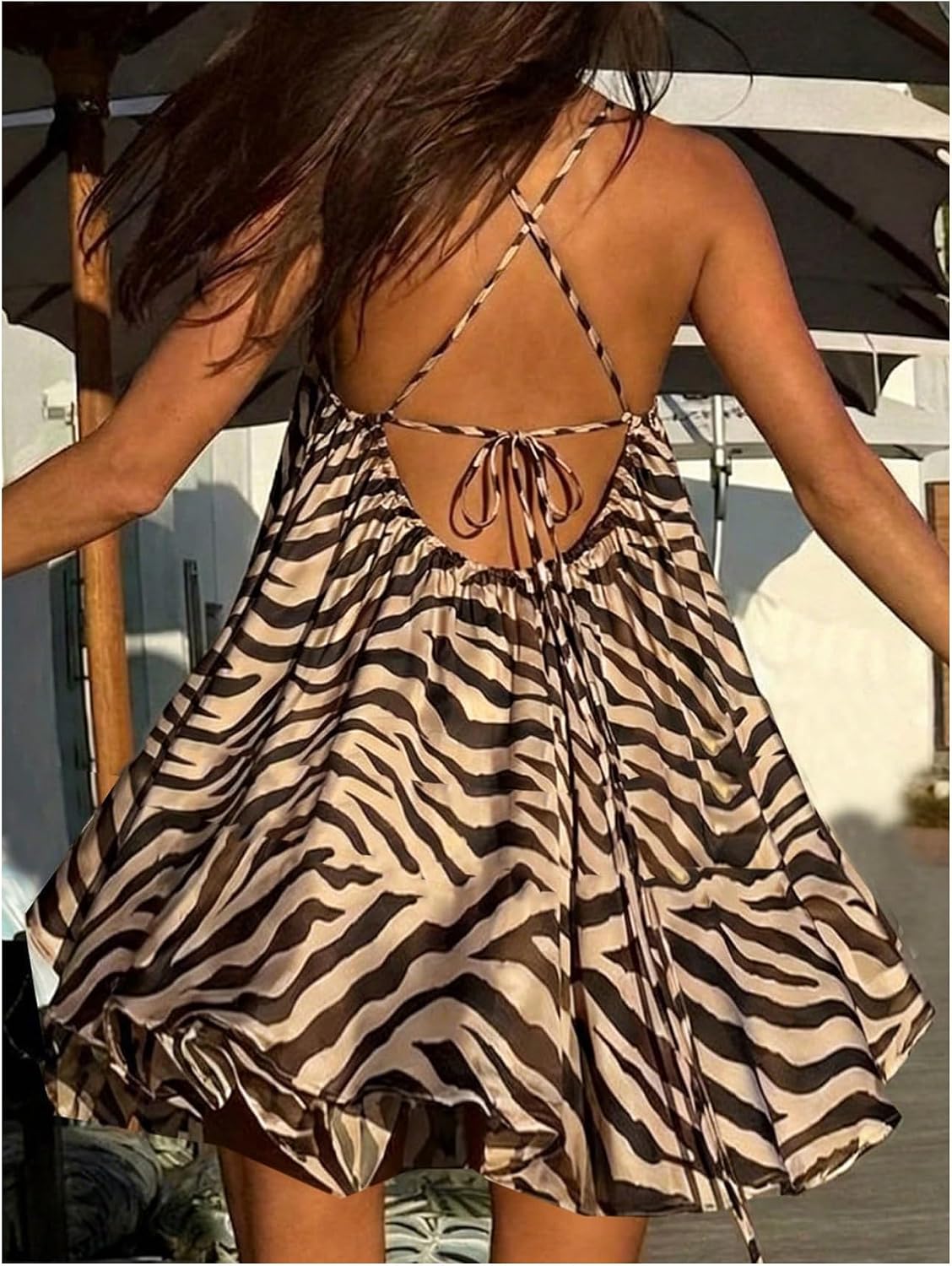 SOLY HUX Women's Halter Mini Dress Backless Cami Sundress