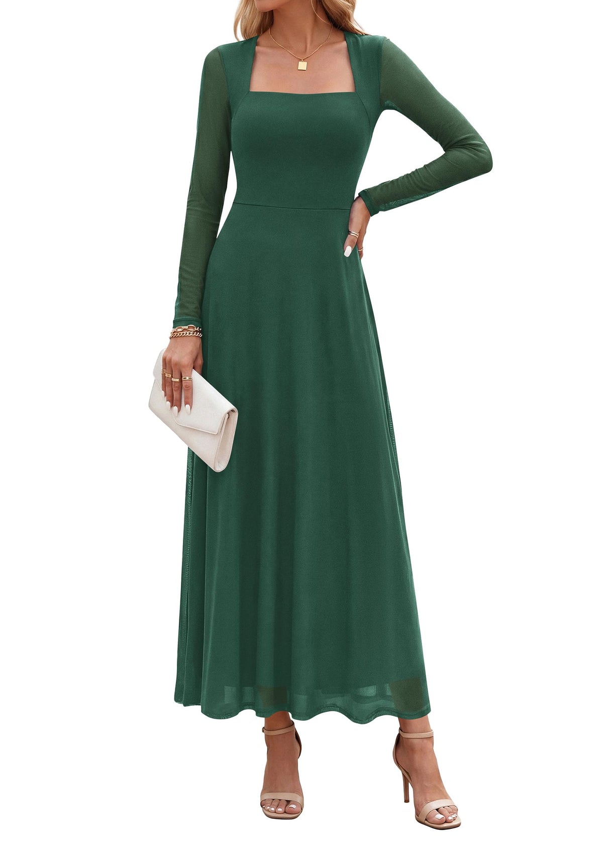 PRETTYGARDEN Women's Flowy Maxi Mesh Wedding Guest Dresses