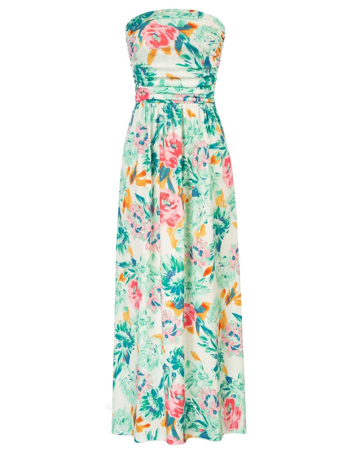 GRACE KARIN Women Strapless Dress Casual Loose Ruched Long Maxi Dress with Pockets