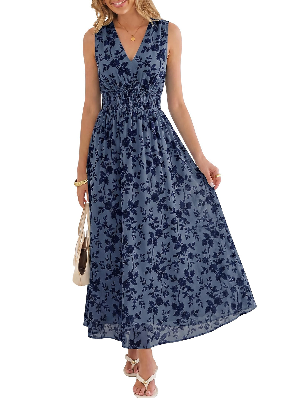 ANRABESS Women's Floral Tulle Wedding Guest Maxi Dress
