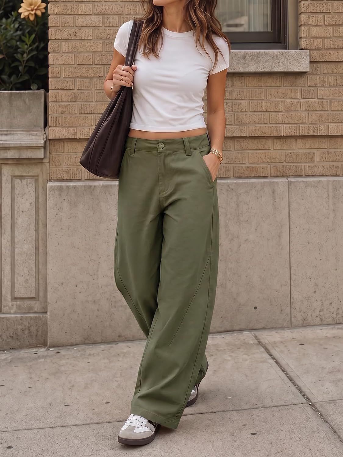 Cicy Bell Womens Barrel Wide Leg Pants Baggy High Waisted Palazzo Trousers