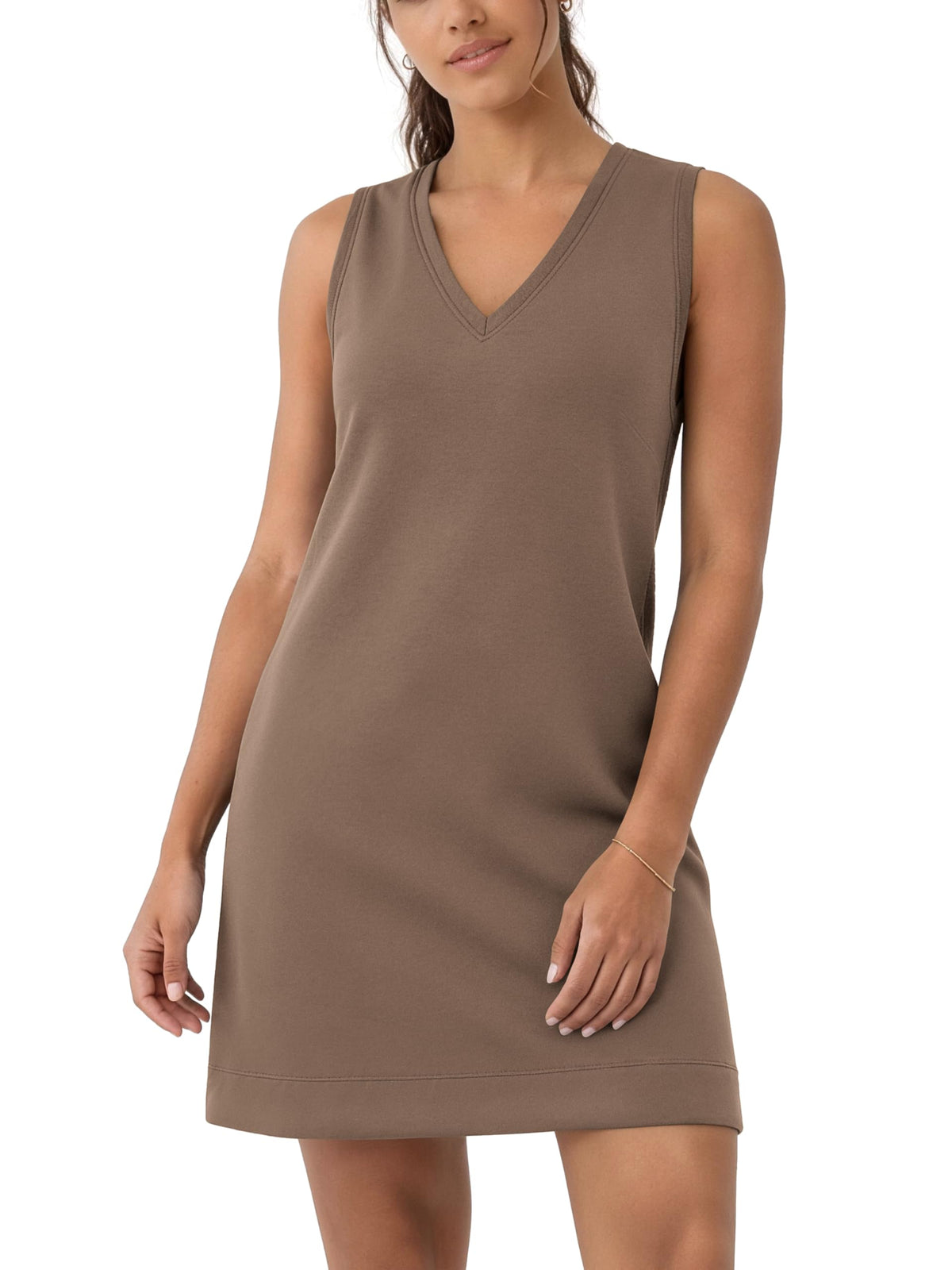 ODODOS Modal Soft V-Neck Tank Dress for Women Sleeveless Sundress Casual Relaxed Summer Dress with Pocket