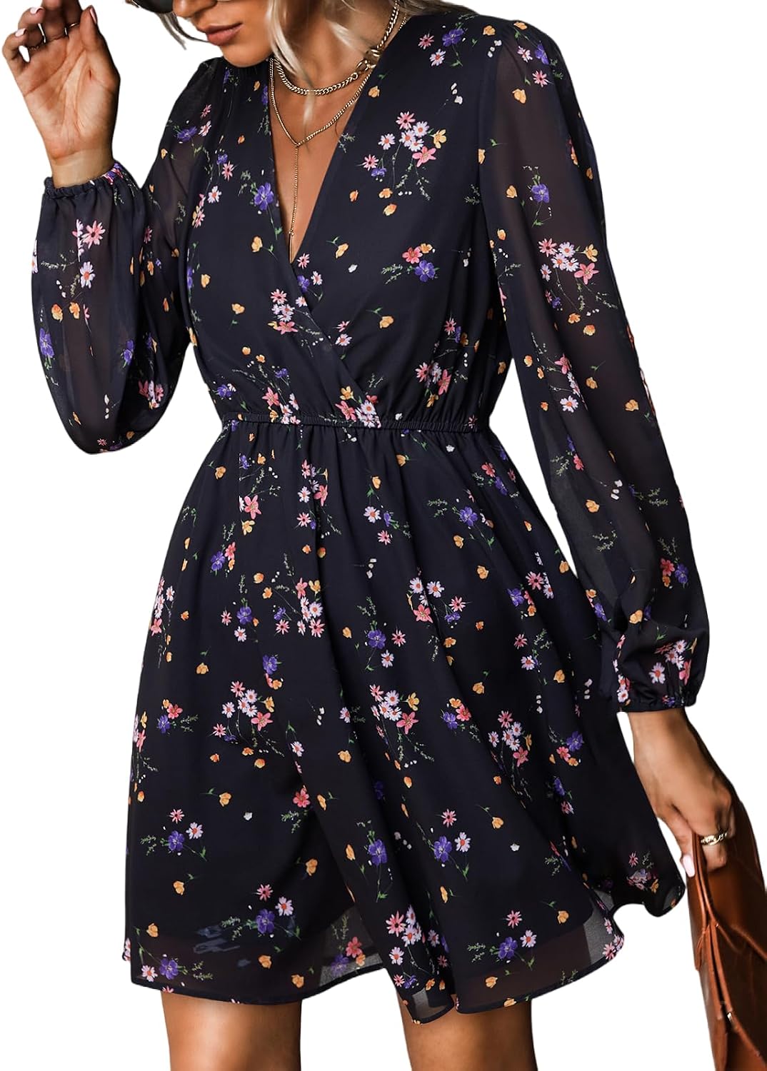 CUPSHE Womens Fall Floral Dress Boho Vacation Mini Wedding Guest Dresses