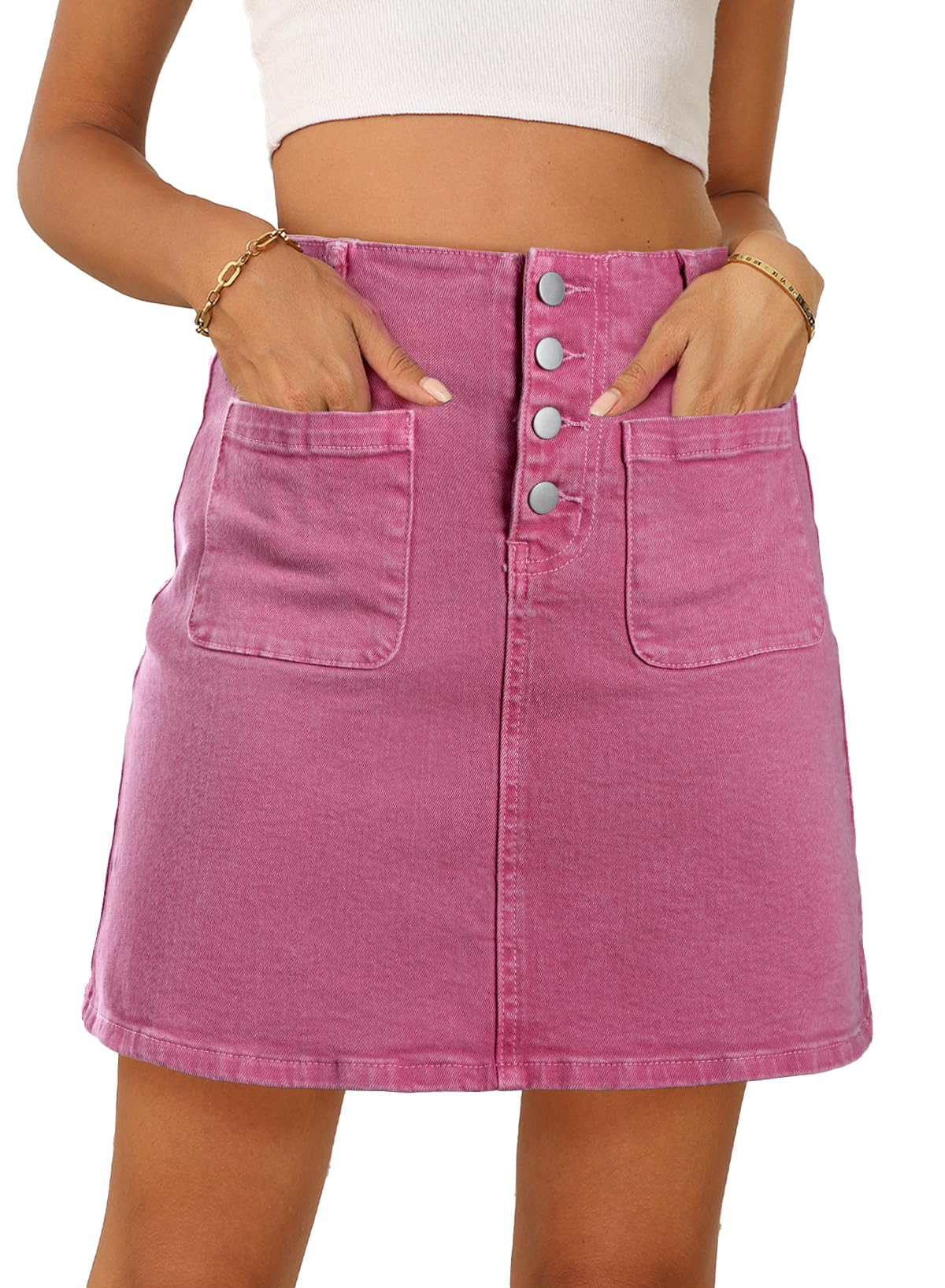 Sidefeel Women's Jean Skirt High Waist Denim Skirt