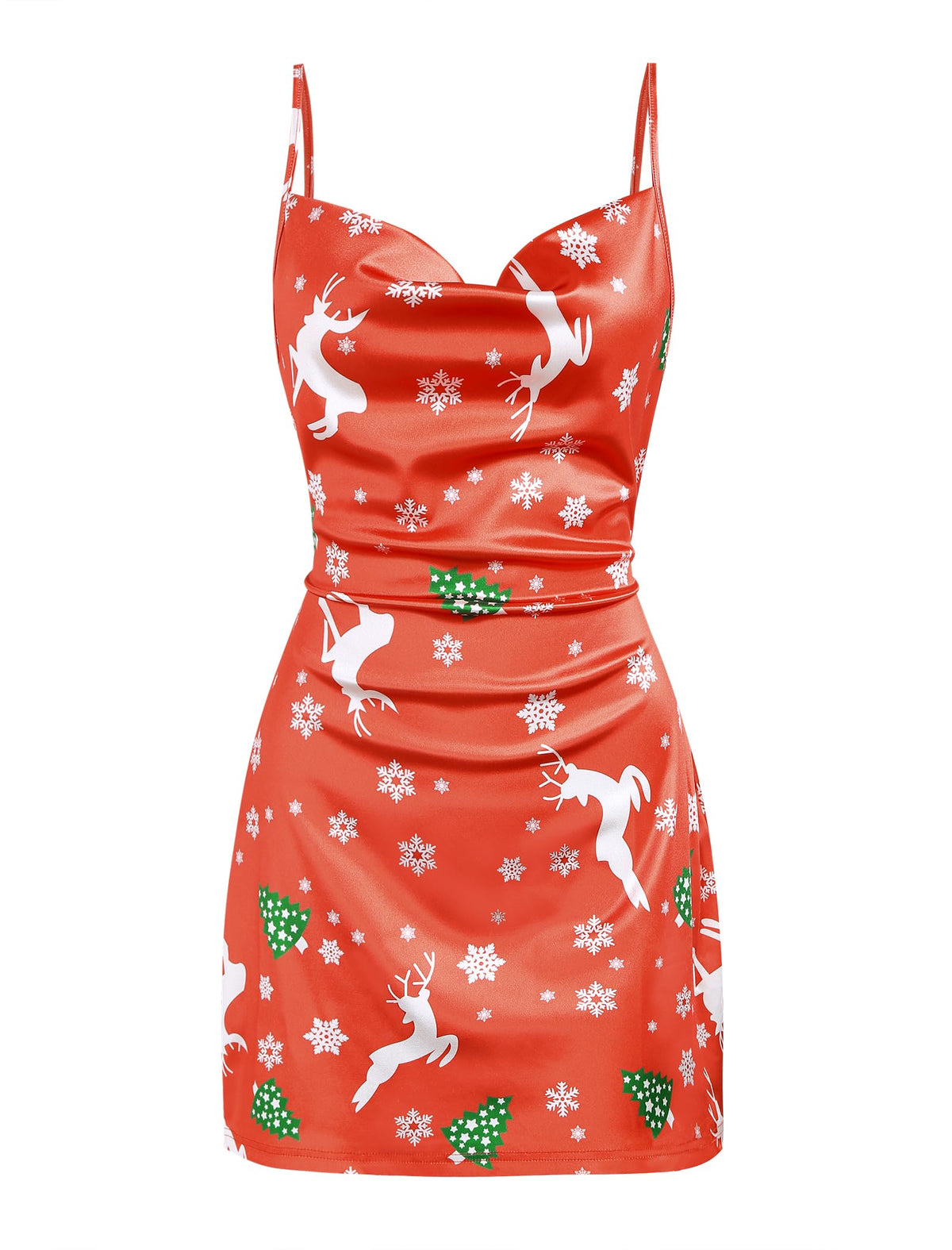 ZAFUL Women Satin Cowl Neck Spaghetti Strap Mini Slip Cocktail Dress