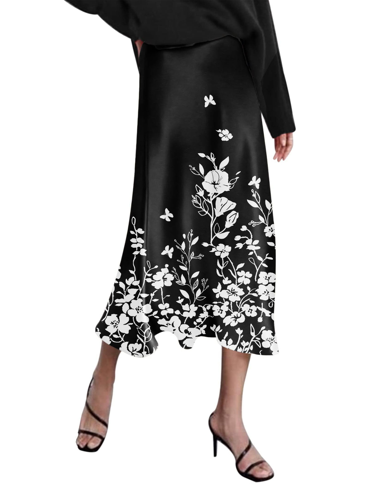 Zeagoo Skirts for Women High Waist Skirt Elegant Midi Skirt Satin