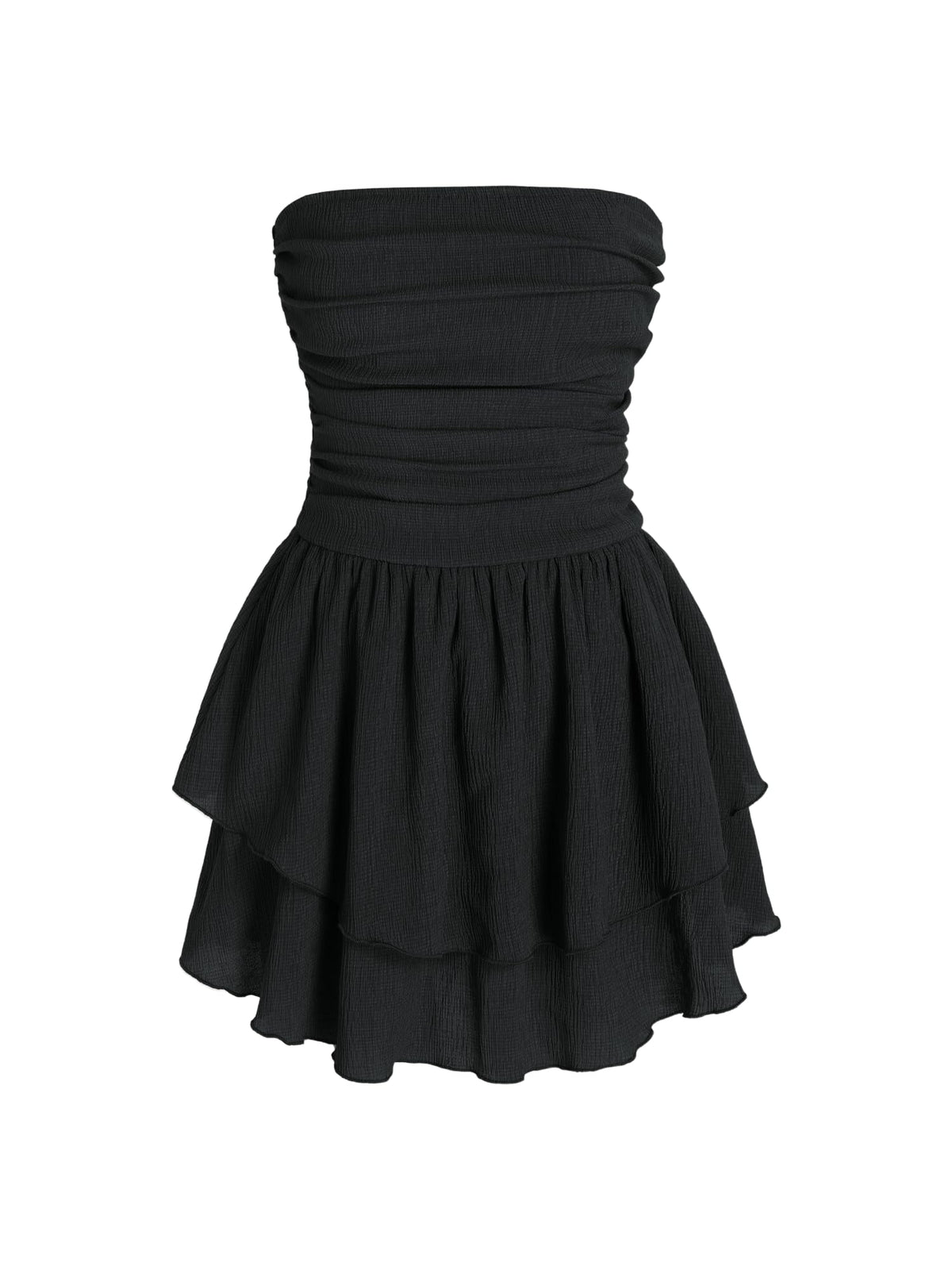 CIDER Women's Summer Cocktail Dress - Tube Ruched Ruffle Mini Dress