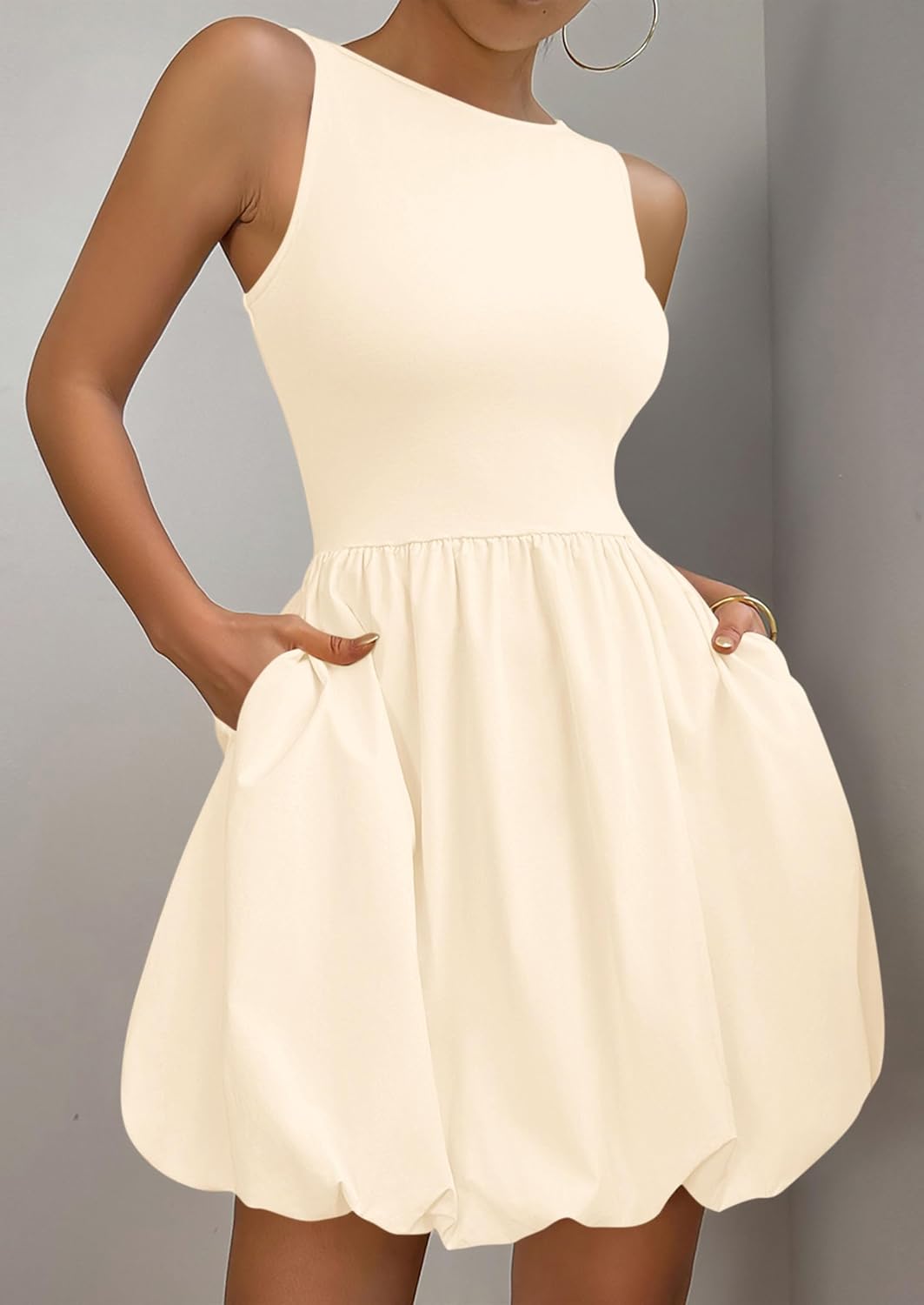 PRETTYGARDEN Womens Summer Bubble Sleeveless Mini Dress