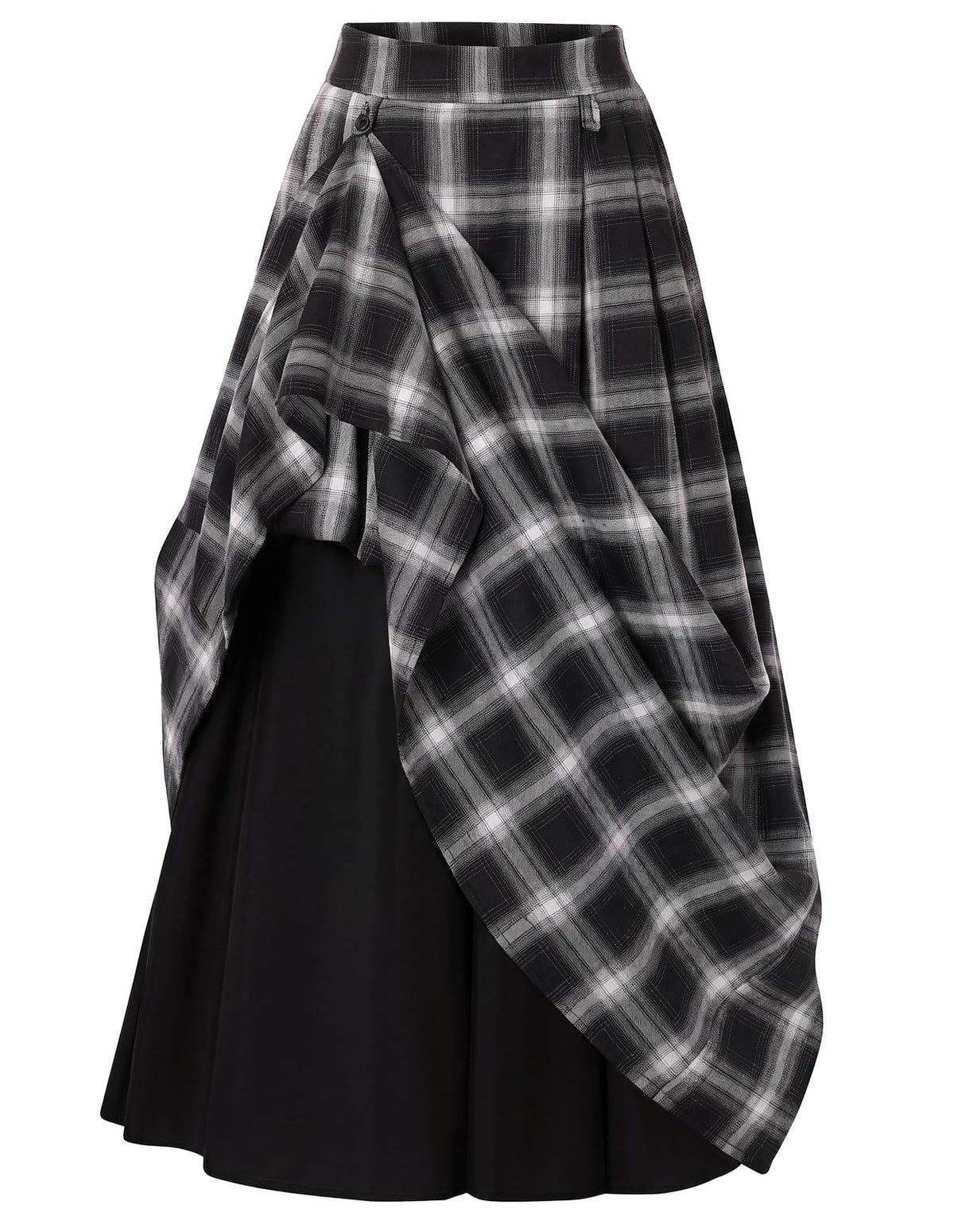 Scarlet Darkness Plaid Skirts for Women High Waist Layered Long Skirt