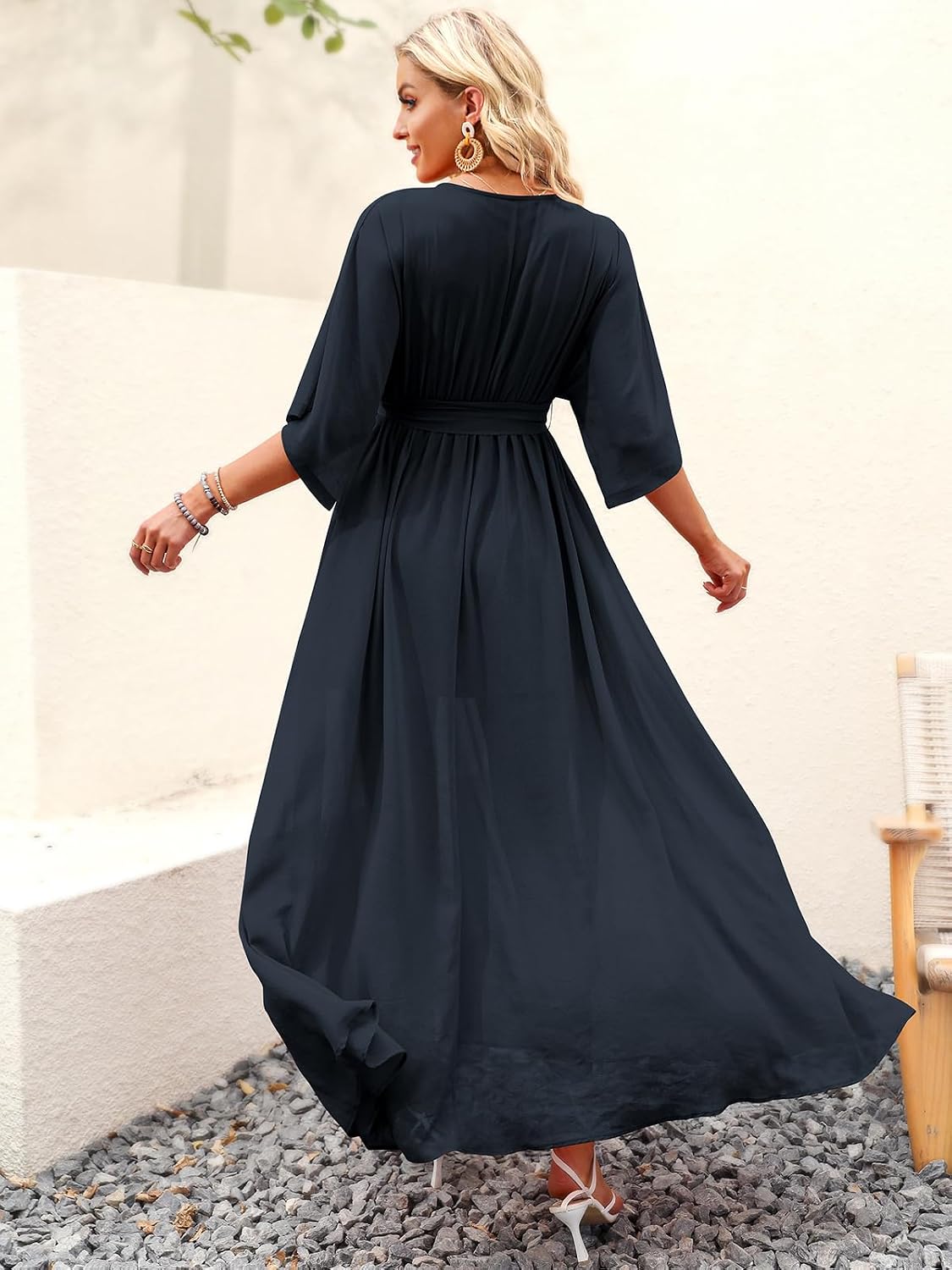 ANRABESS Womens Boho Floral Wedding Guest Maxi Dress
