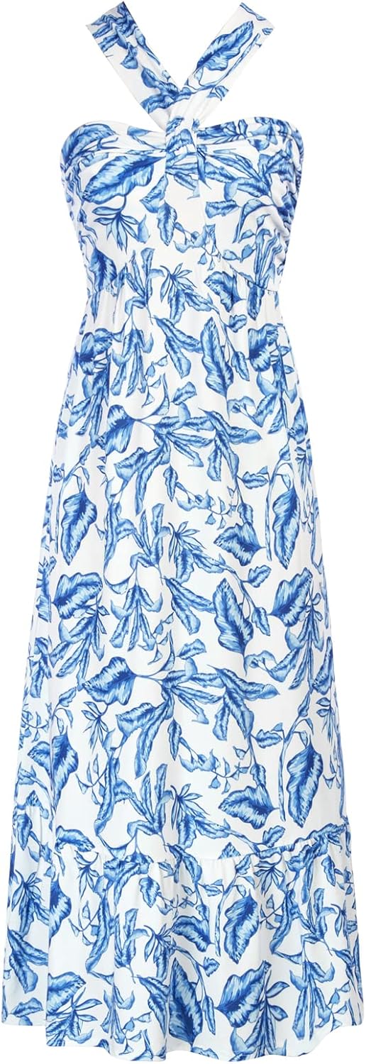 GRACE KARIN Womens Summer Floral Halter Boho Maxi Dresses