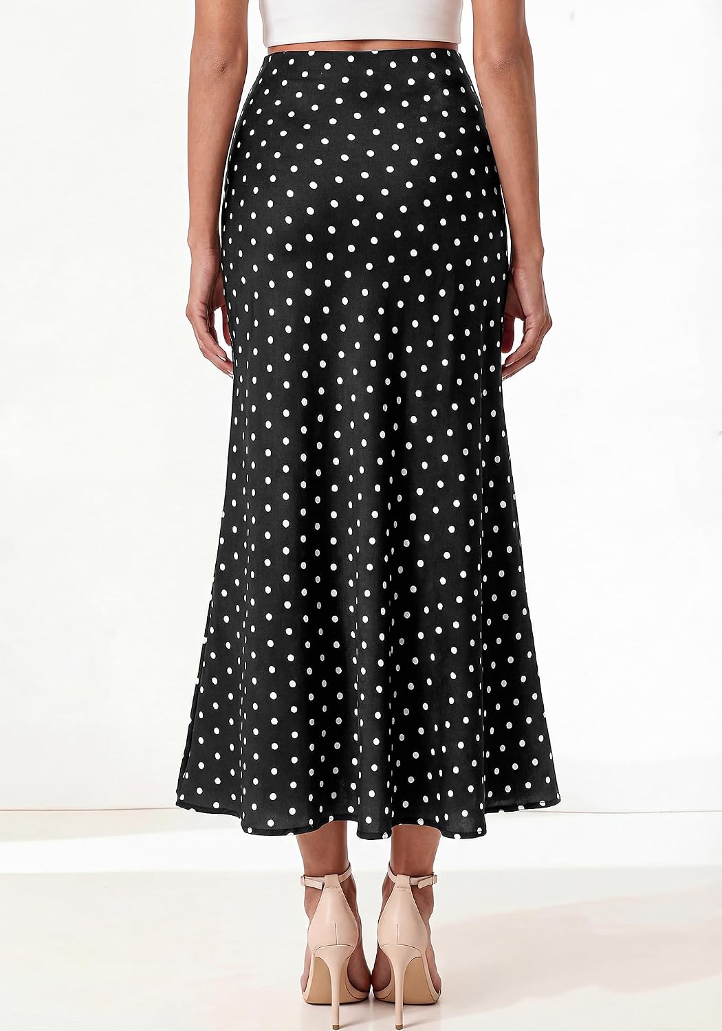BTFBM Silk Midi Skirts for Women 2026 Summer Fall