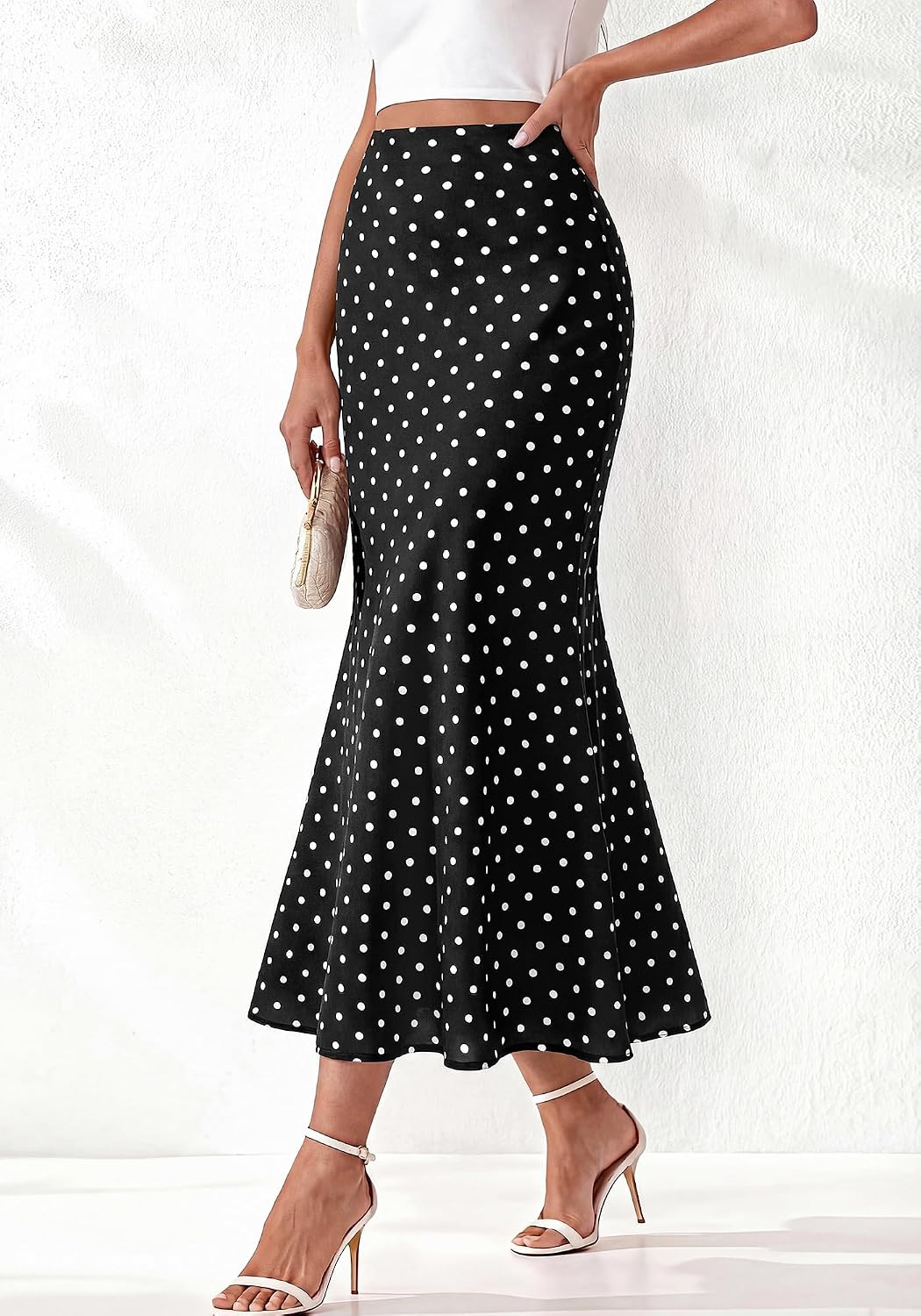 BTFBM Silk Midi Skirts for Women 2026 Summer Fall