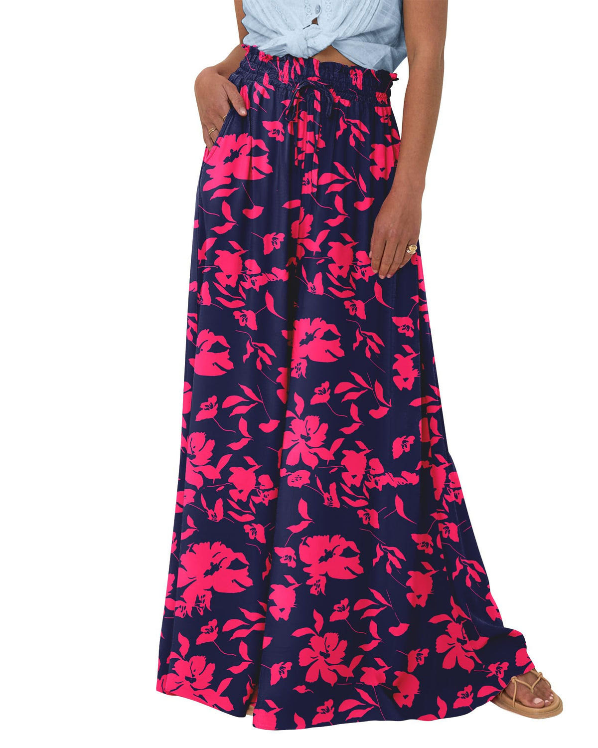 BTFBM Wide Leg Flowy Palazzo Pants for Women