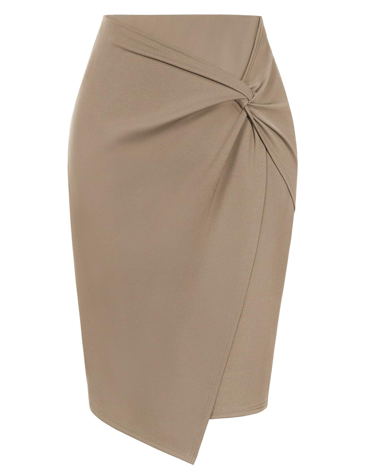 Kate Kasin Women Stretch Knee Length Pencil Skirt, Wrap High Waist Skirts