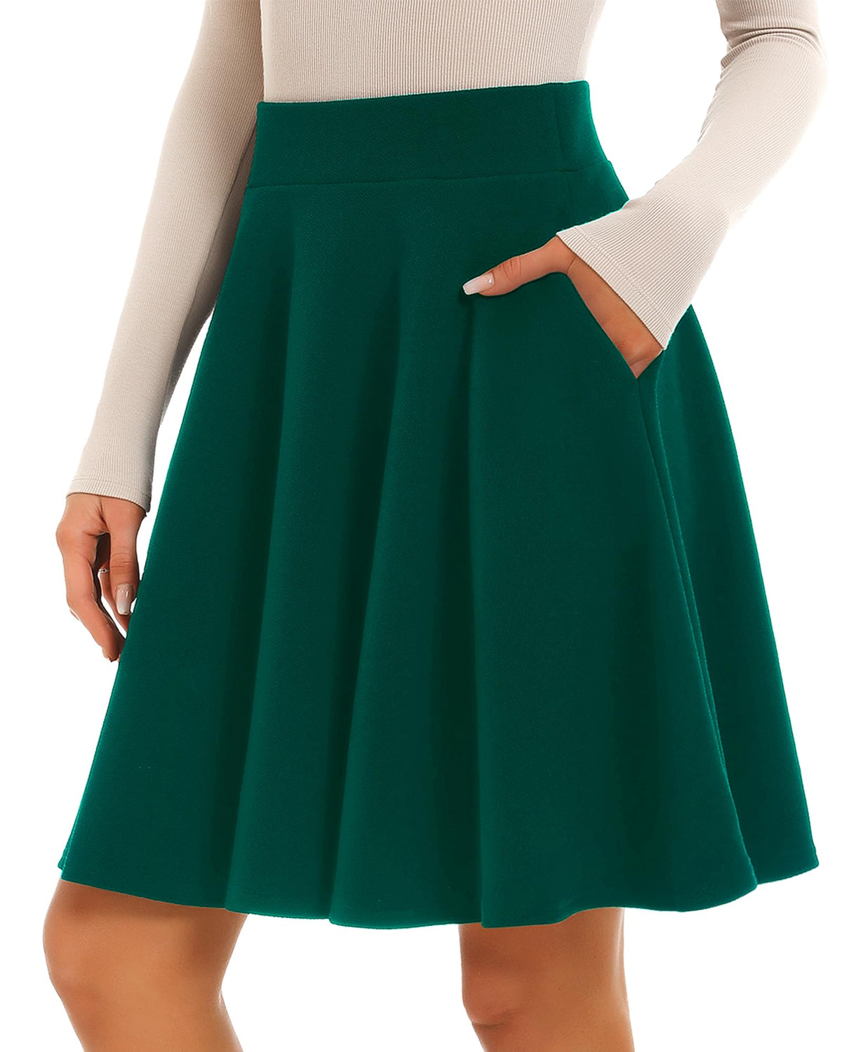 Stelle Women’s Knee Length Flared Skirt for Casual Office Travel Wear