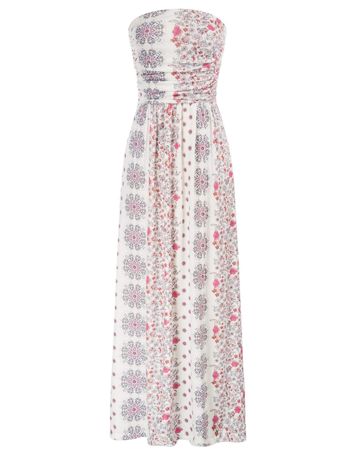GRACE KARIN Women Strapless Dress Casual Loose Ruched Long Maxi Dress with Pockets