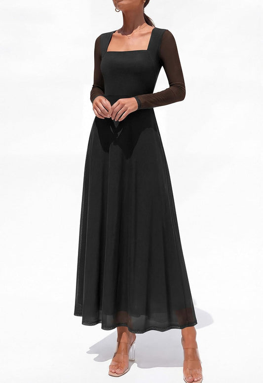 PRETTYGARDEN Women's Flowy Maxi Mesh Wedding Guest Dresses