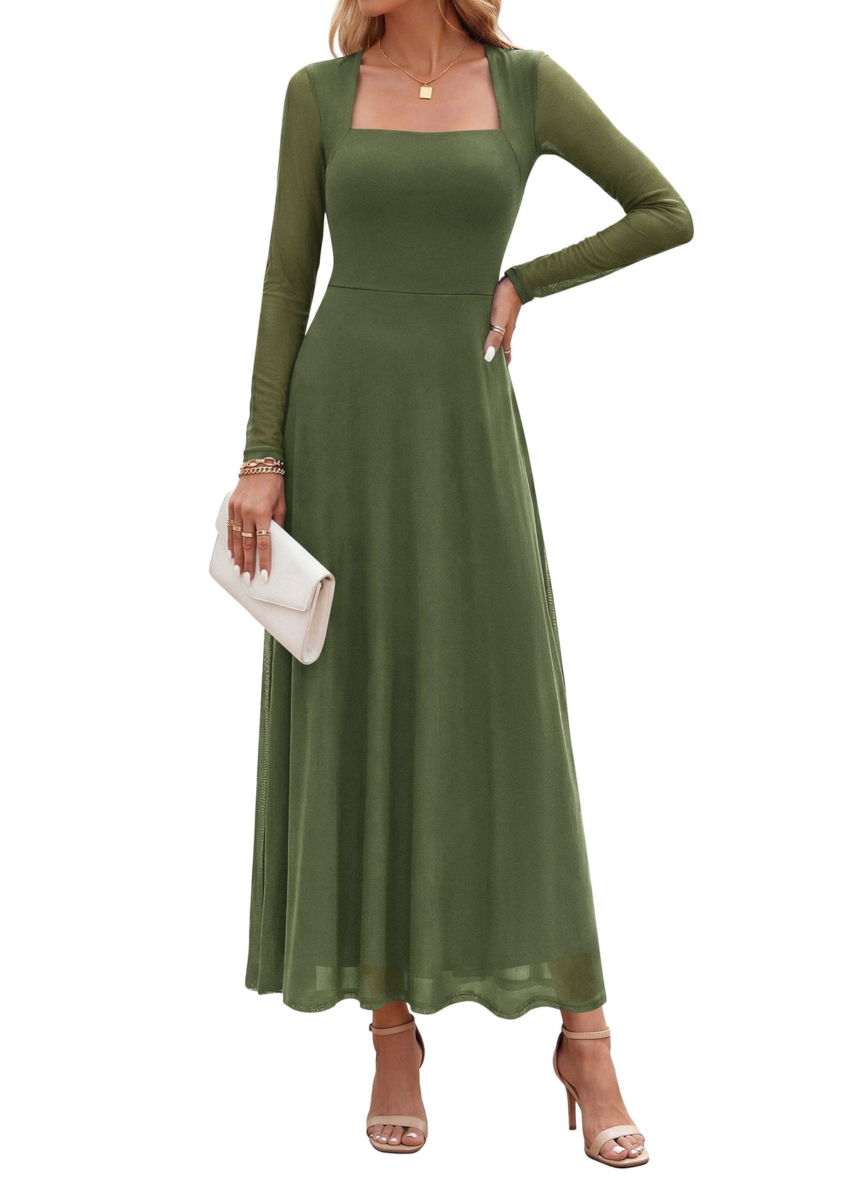 PRETTYGARDEN Women's Flowy Maxi Mesh Wedding Guest Dresses