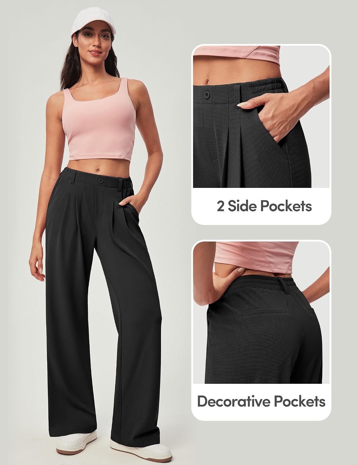Wide Leg Dress Pants for Women Pull on Work Pants Business Causal Outfits