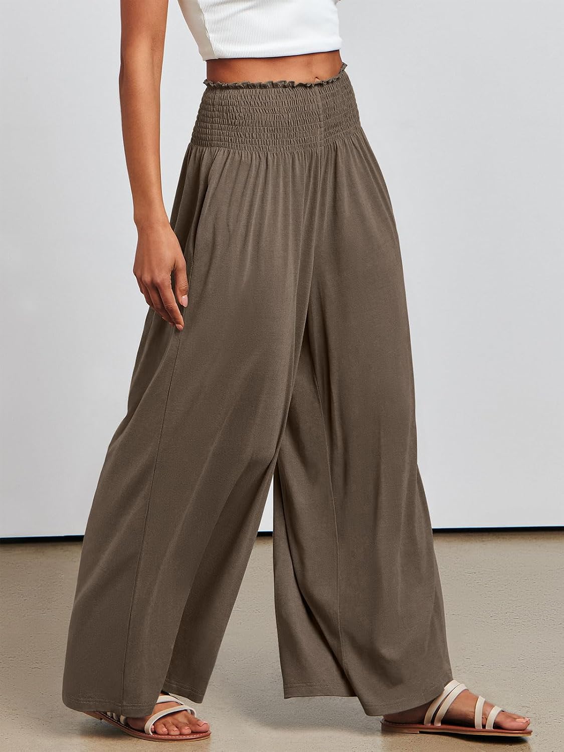 ANRABESS Women Summer Casual Wide Leg Palazzo Pants with Pockets