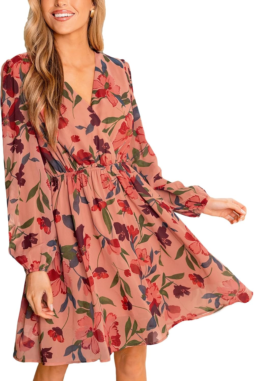 CUPSHE Womens Fall Floral Dress Boho Vacation Mini Wedding Guest Dresses