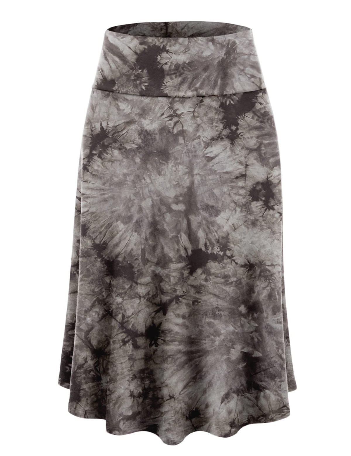 Lock and Love Women's Solid Ombre Lightweight Flare Midi Pull On Closure Skirt S-XXXL Plus Size