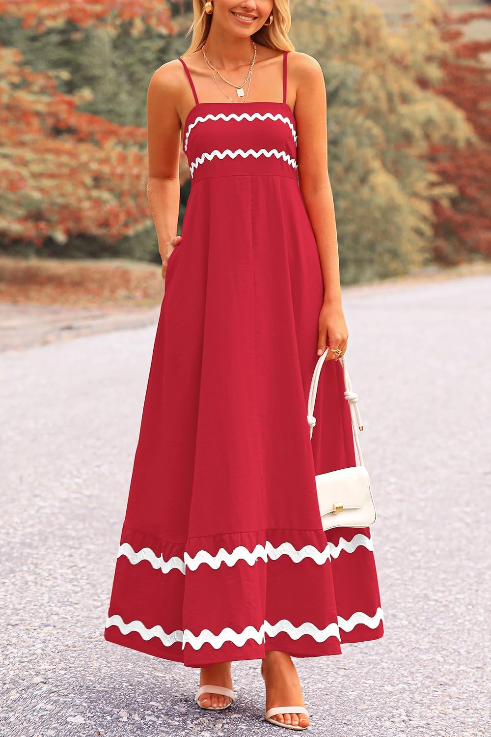 PRETTYGARDEN Women's Summer Spaghetti Strap Boho Maxi Dress