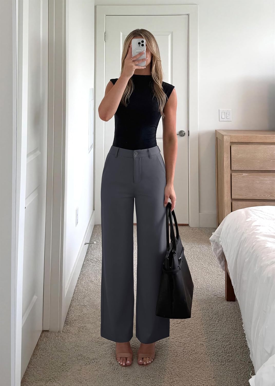 NIMIN Womens Stretchy Wide Leg Dress Work Pants Business Casual Slacks