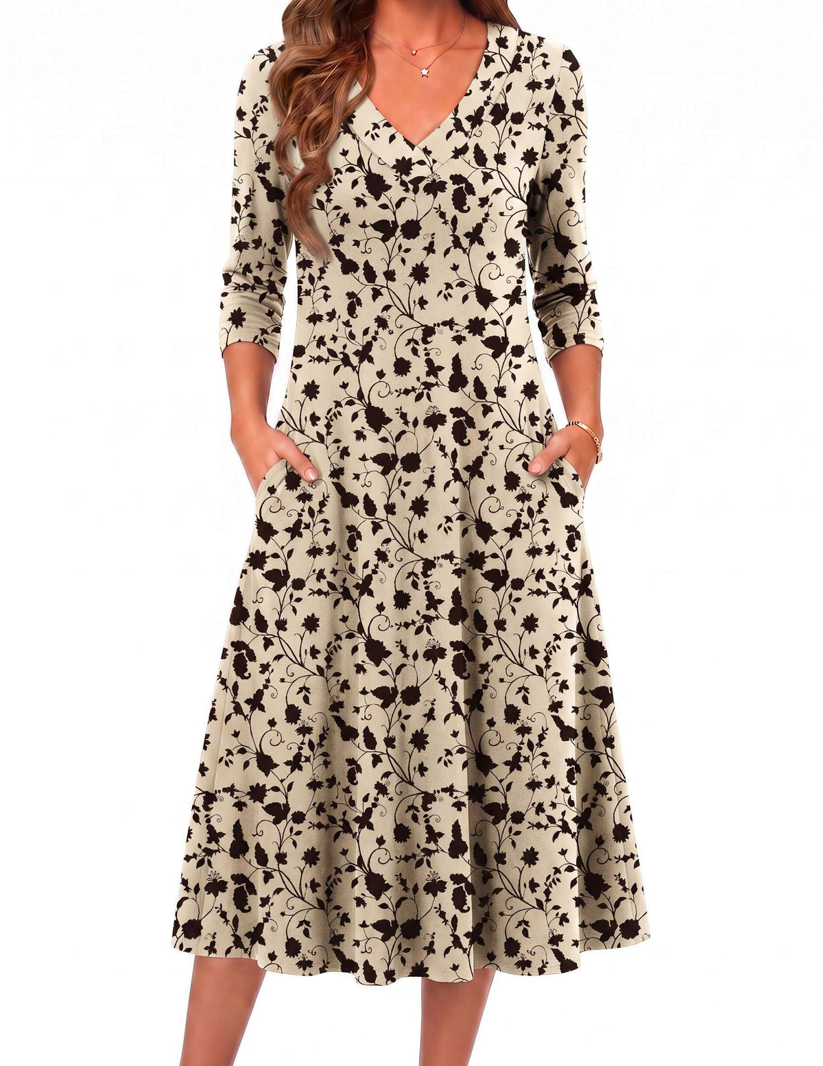 Zeagoo Dresses for Womens Long Sleeve Midi Dress Fall Casual A Line Dress
