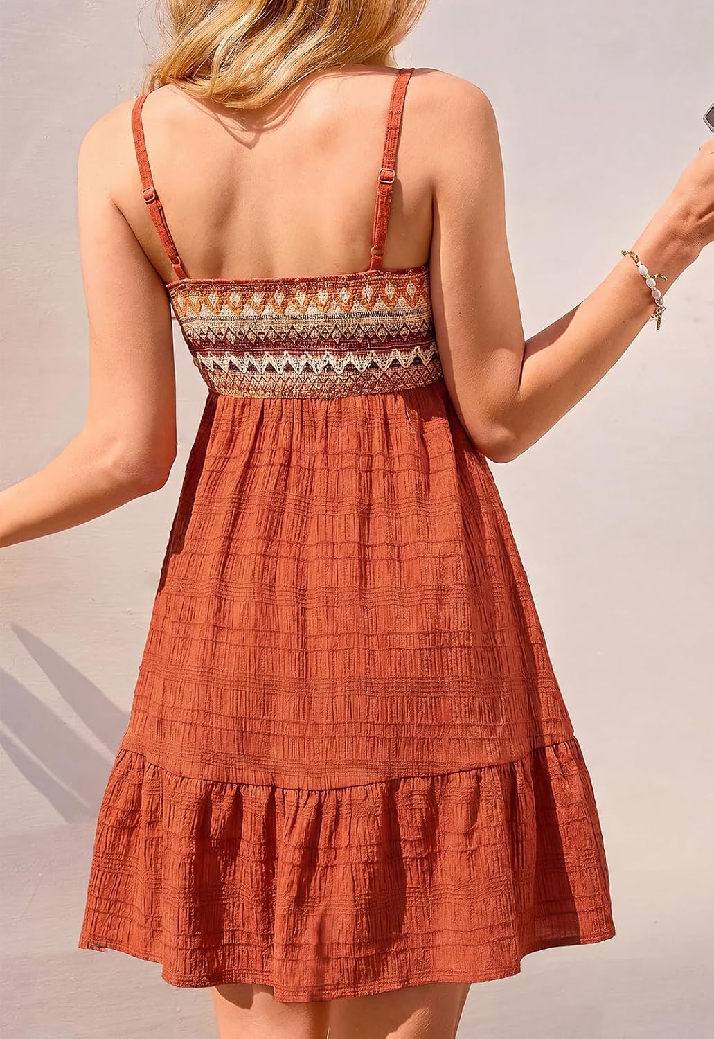 PRETTYGARDEN Womens Summer Dresses 2026 Paisley Spaghetti Strap Sleeveless Smocked A Line Boho Mini Dress with Pockets