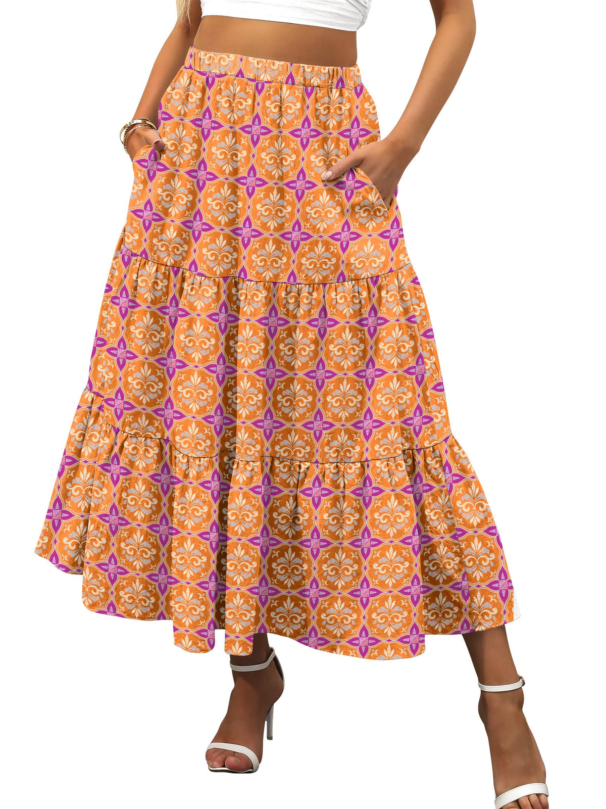 ANRABESS Women’s Summer Flowy Maxi Skirts with Pockets