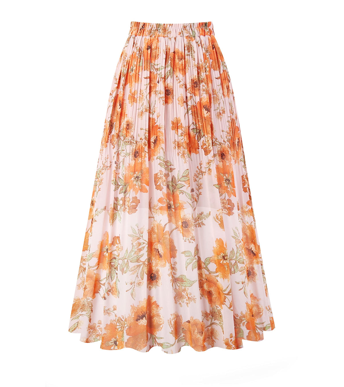 Kingfancy Women's Pleated Skirt A-Line Midi Skirts