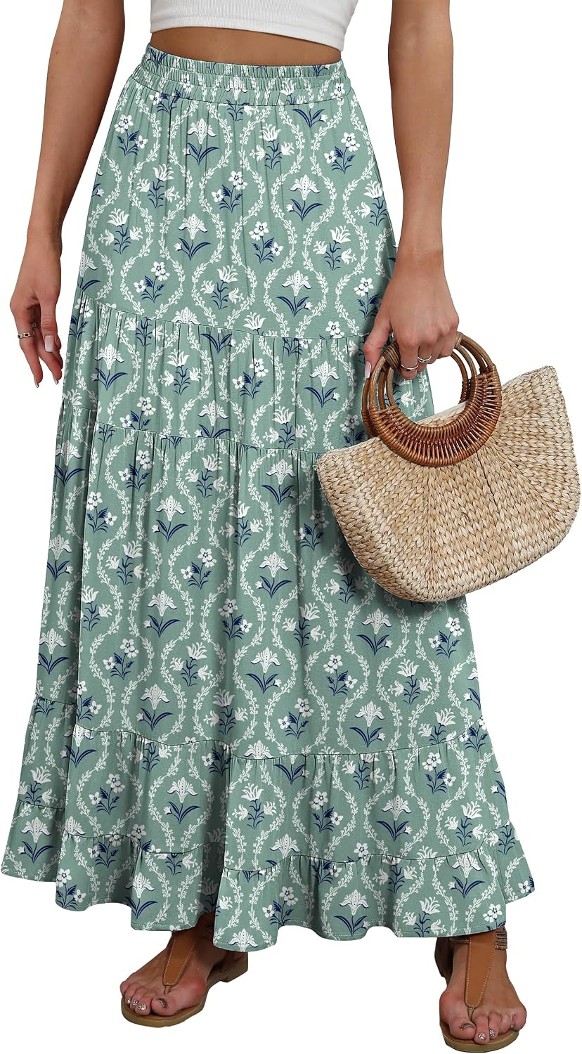 ANRABESS Women’s Summer Flowy Maxi Skirts with Pockets