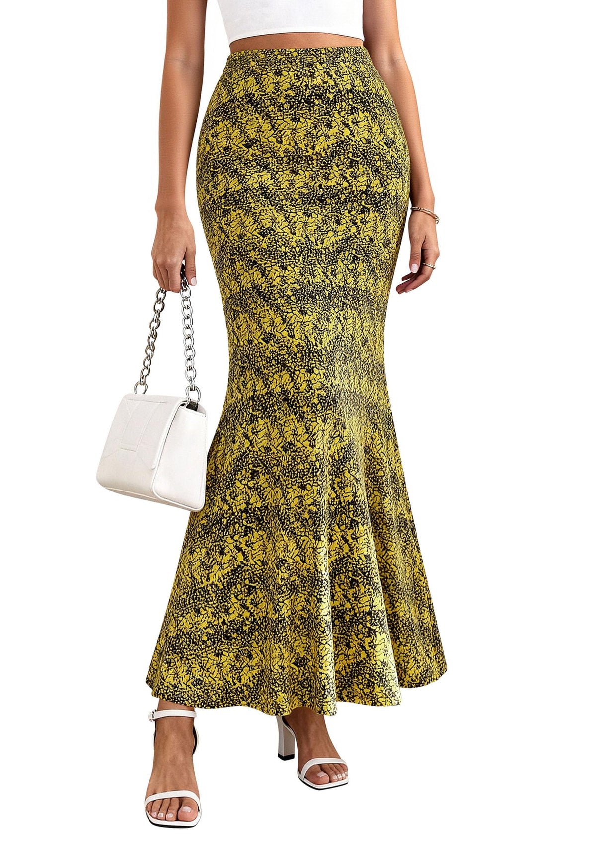 PRETTYGARDEN Women's Maxi Skirt 2026 Summer Flowy Polka Dot Floral High Waisted Mermaid Office Work Spring Long Slip Skirts