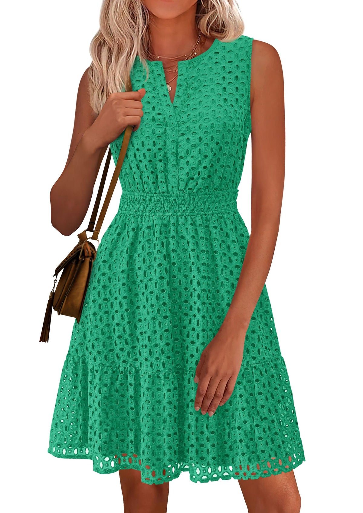 PRETTYGARDEN Women's Summer Eyelet A Line Short Dresses