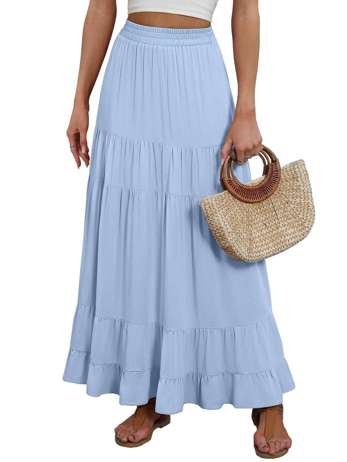 ANRABESS Women’s Summer Flowy Maxi Skirts with Pockets