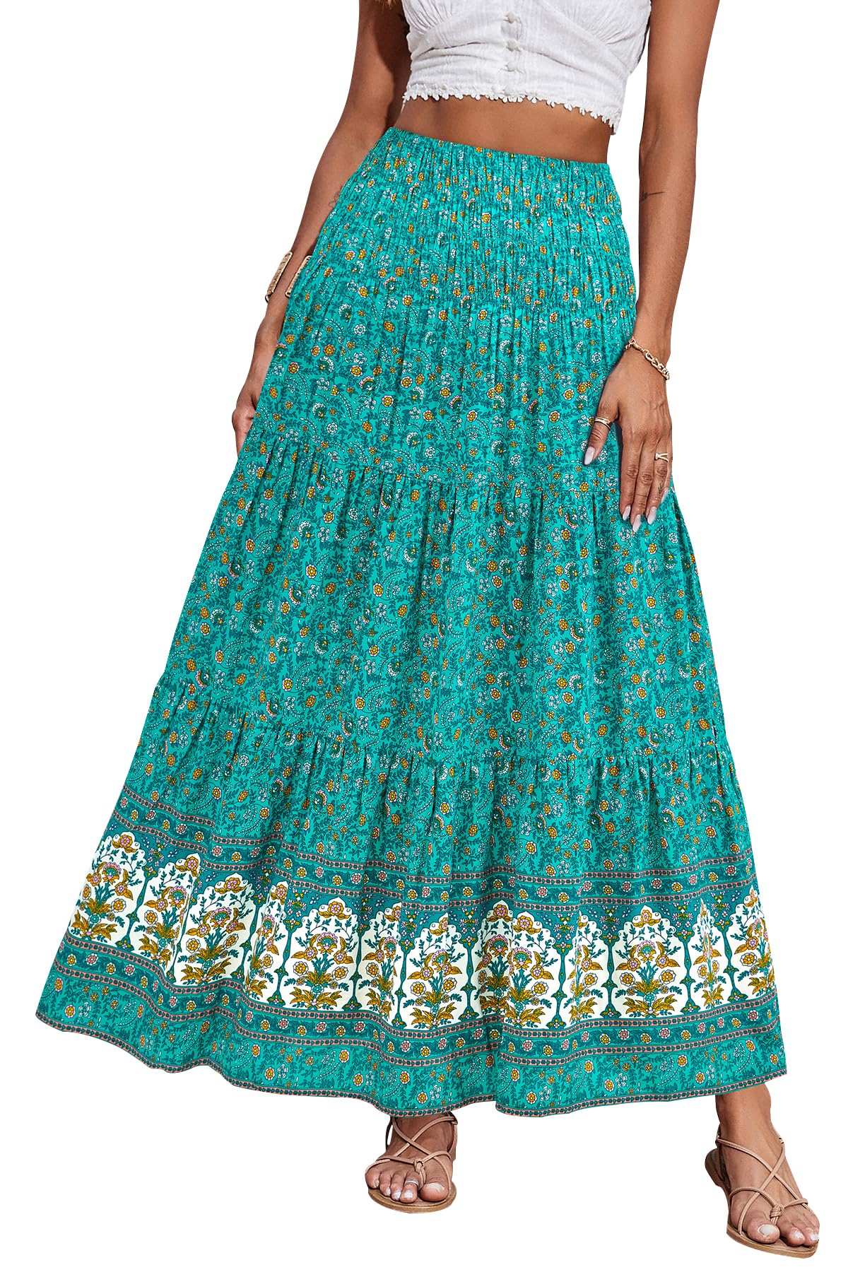 CFLONGE Summer Maxi Skirts for Women 2026 Trendy Floral A Line Boho Skirt