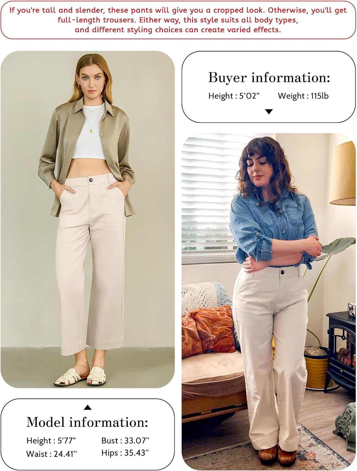 Eddoyee Cropped Pants for Women High Waisted Wide Leg