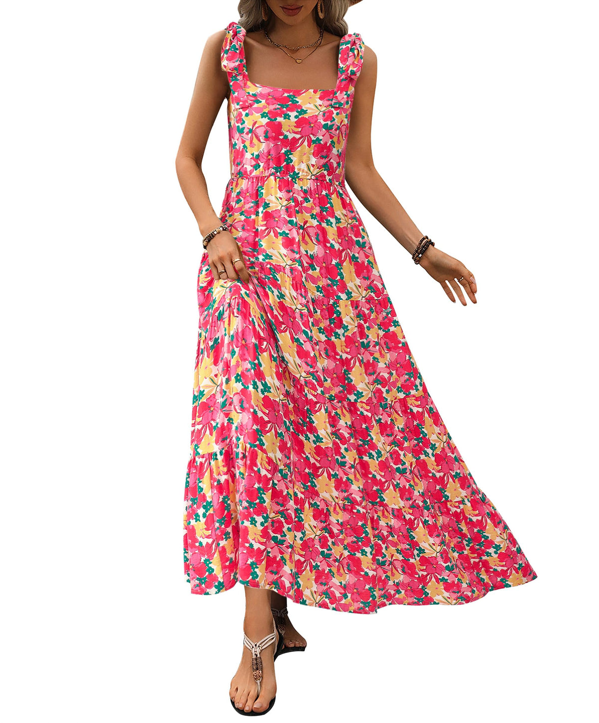 PRETTYGARDEN Women Dresses 2026 Summer Floral Sleeveless Maxi Dress Casual