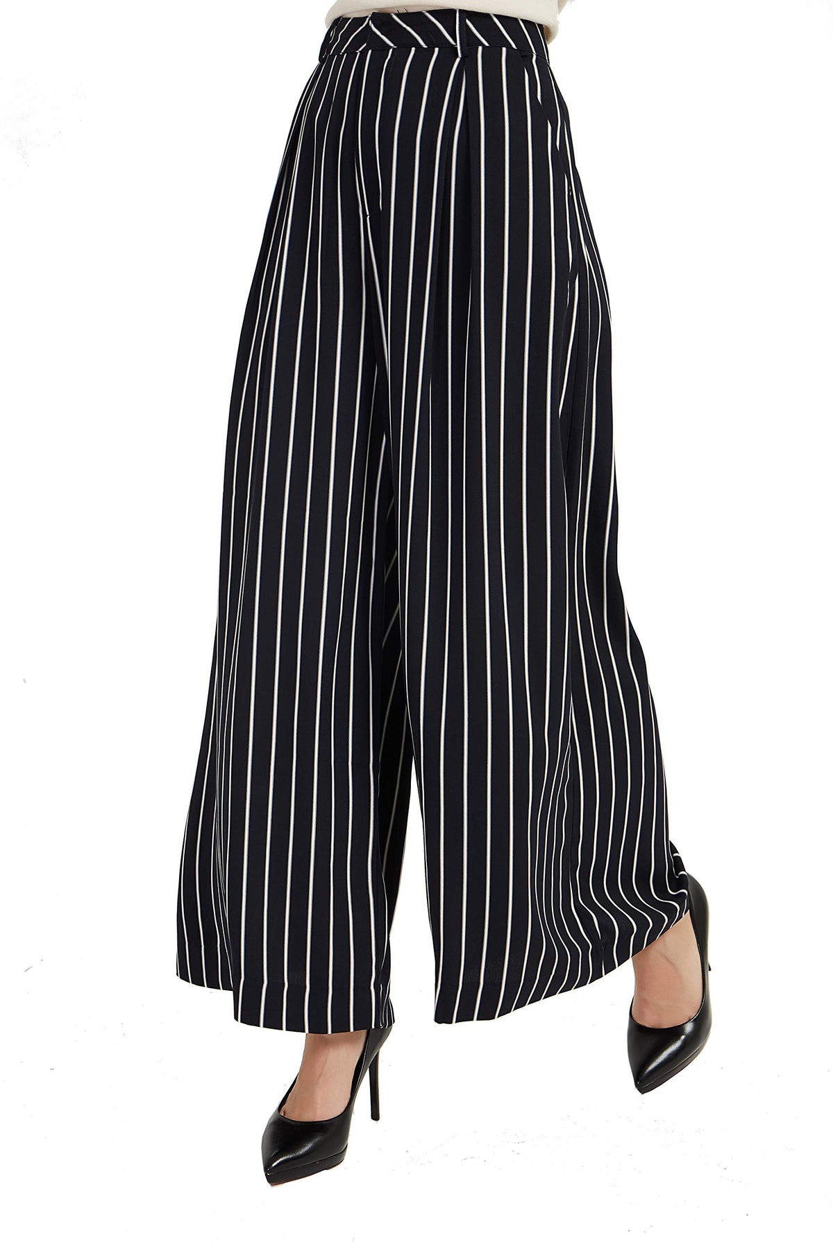 Tronjori Womens High Waist Casual Wide Leg Palazzo Business Pants