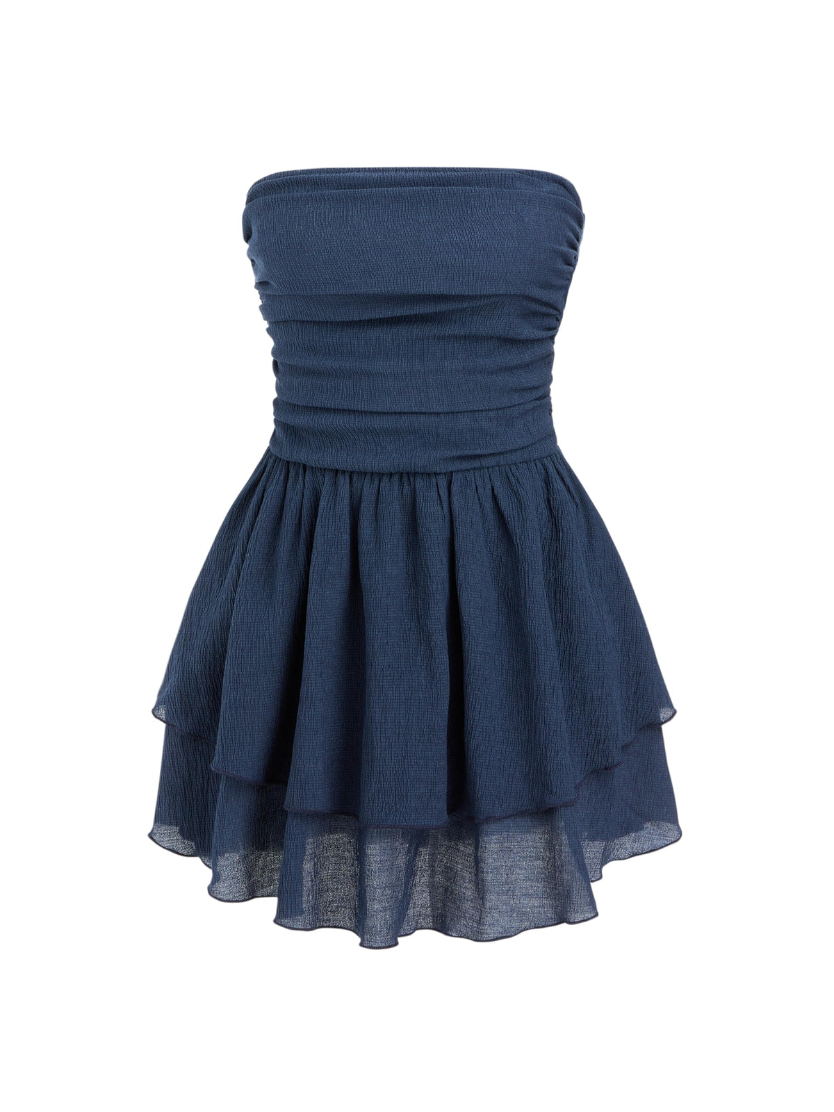 CIDER Women's Summer Cocktail Dress - Tube Ruched Ruffle Mini Dress