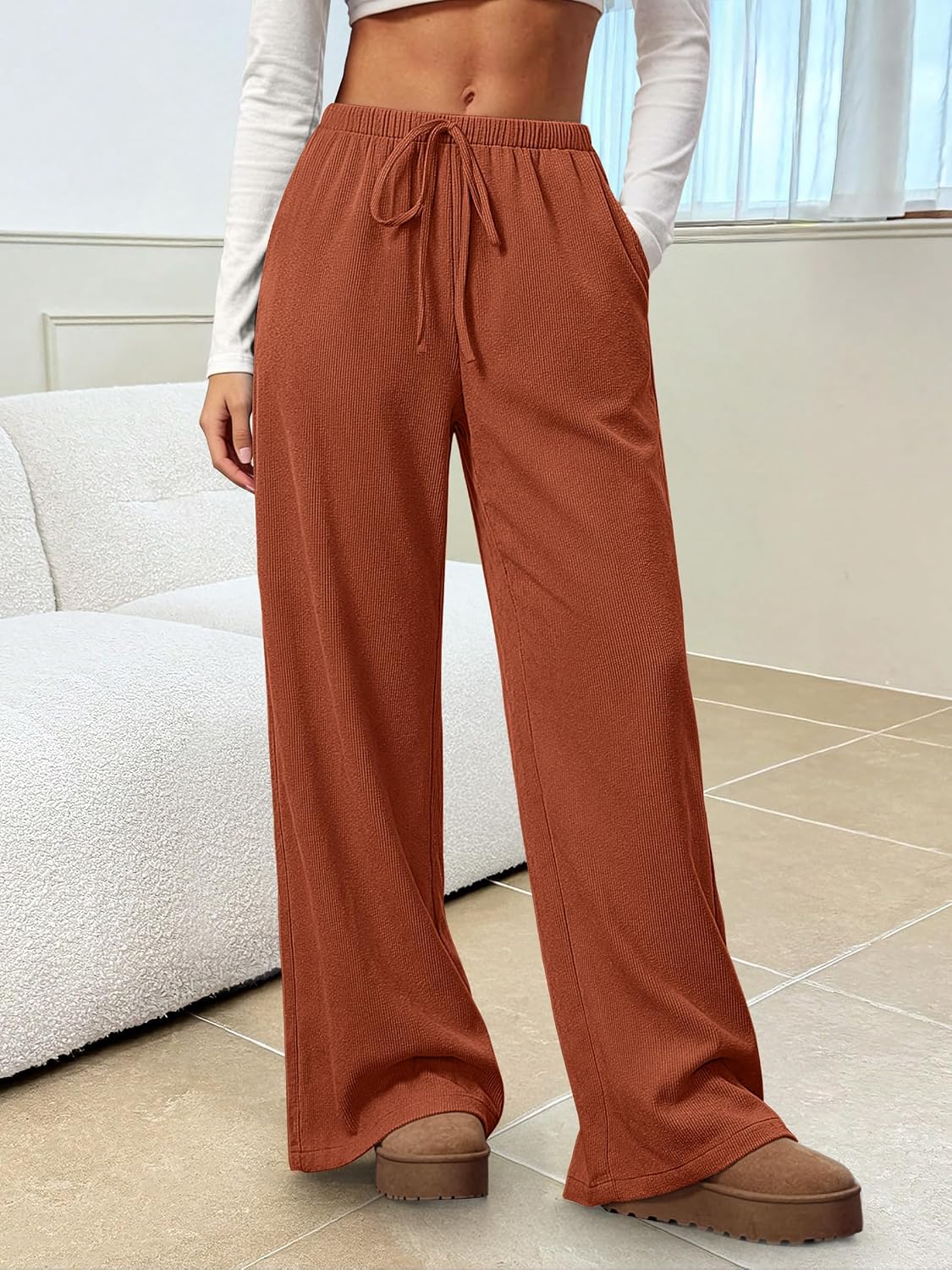 ANRABESS Womens Fall Straight Leg Lounge Pants Pajama Bottoms