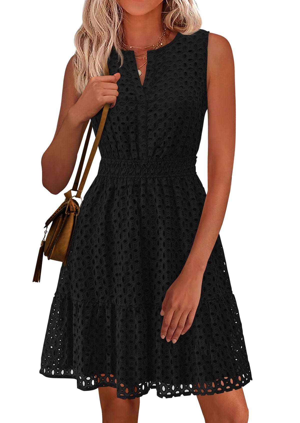 PRETTYGARDEN Women's Summer Eyelet A Line Short Dresses