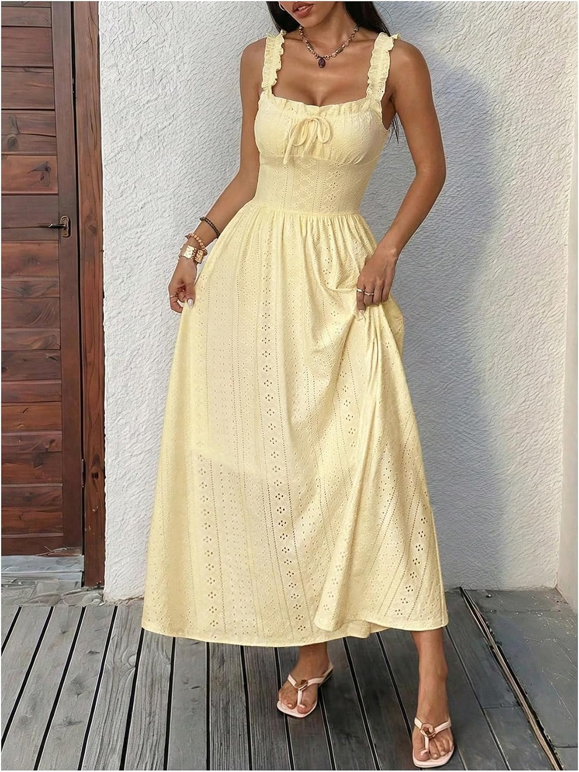 SOLY HUX Women's Summer Dresses Sleeveless Wedding Guest Maxi Sundresses