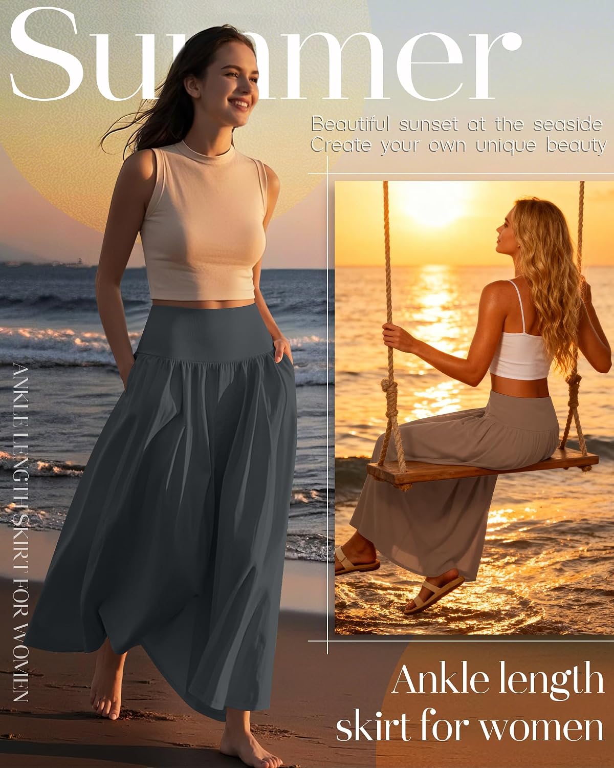Ficerd 3 Pack Maxi Long Skirts for Women