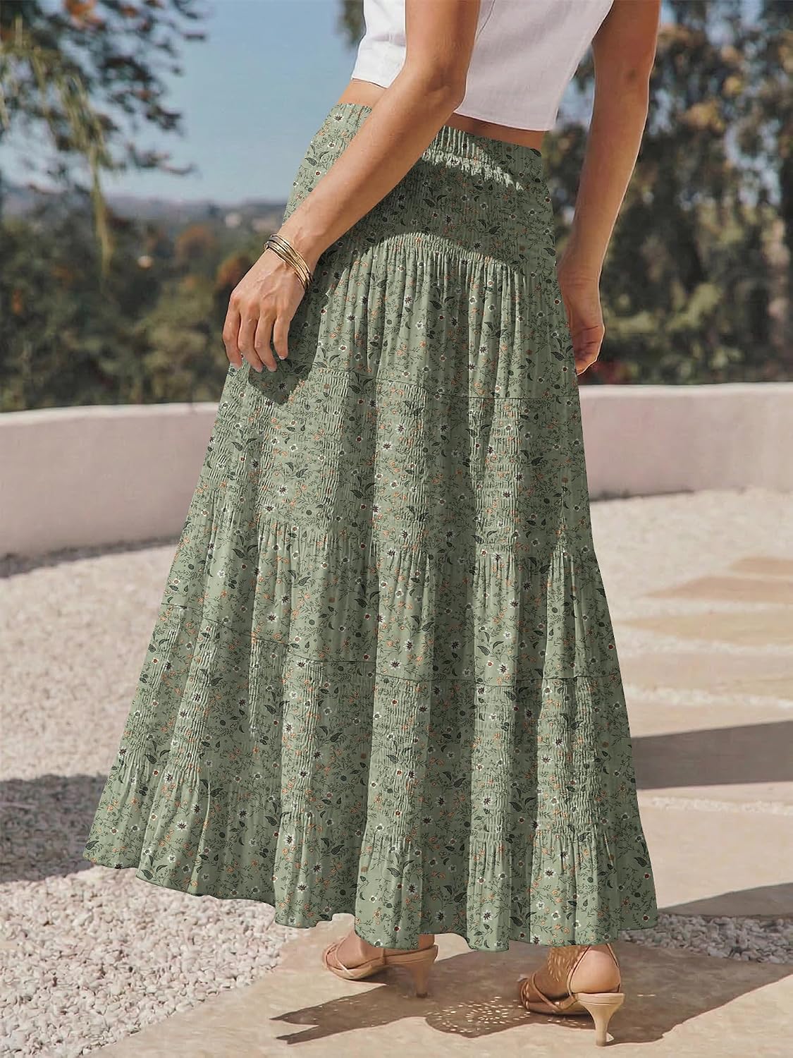 onlypuff Maxi Skirt Women Western Midi Chiffon Flowy Boho Fall Outfits