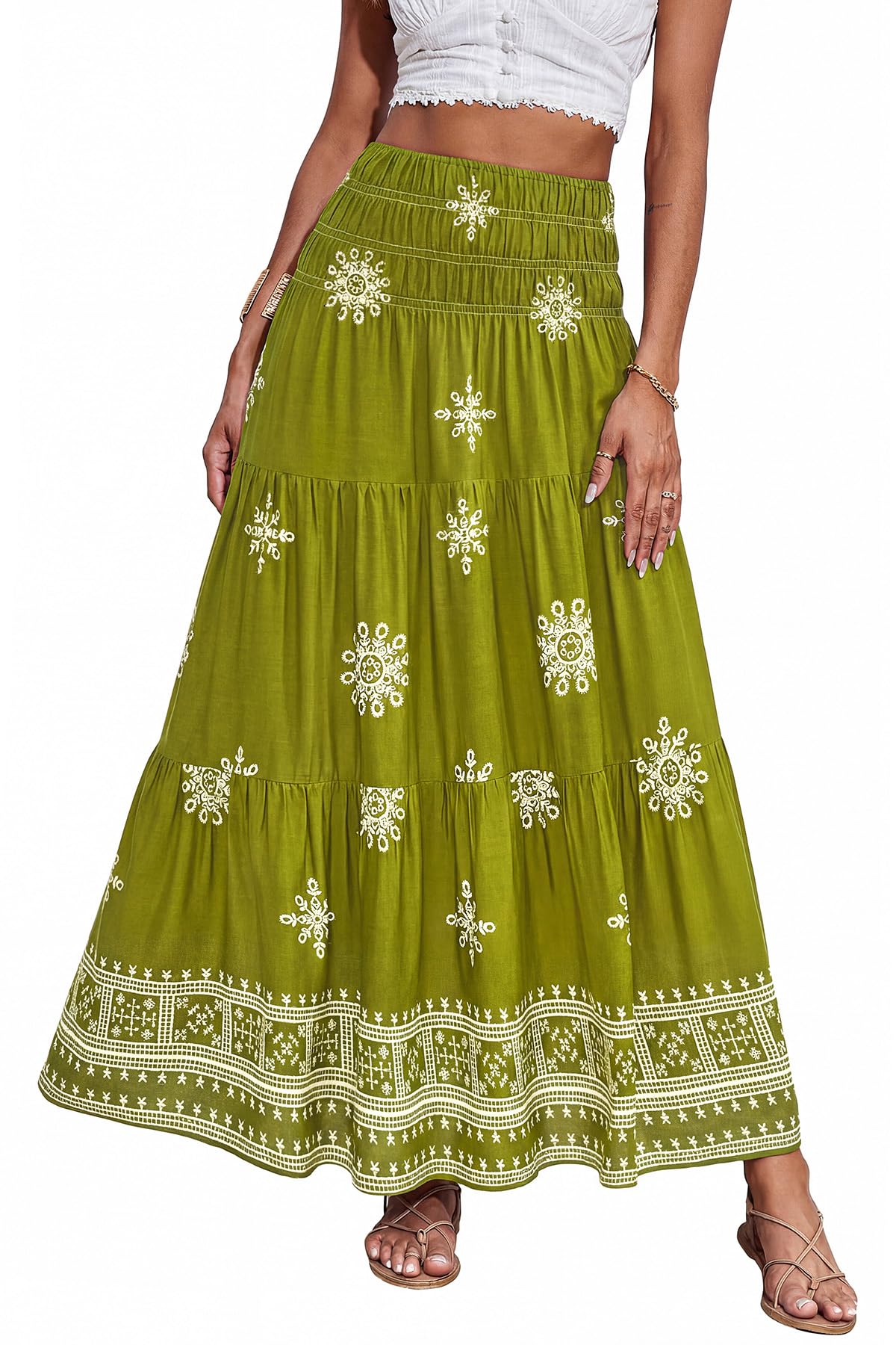 CFLONGE Summer Maxi Skirts for Women 2026 Trendy Floral A Line Boho Skirt